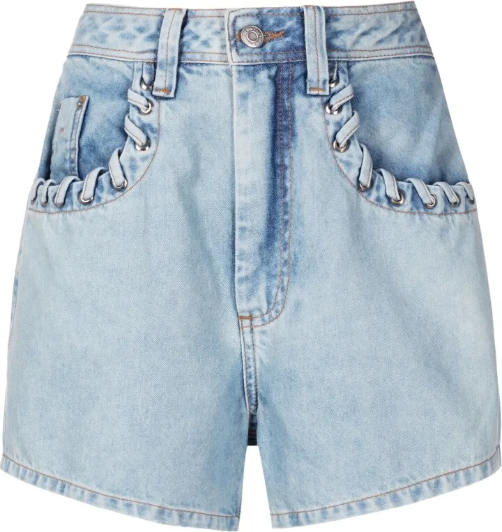 Poli lace-detail denim shorts