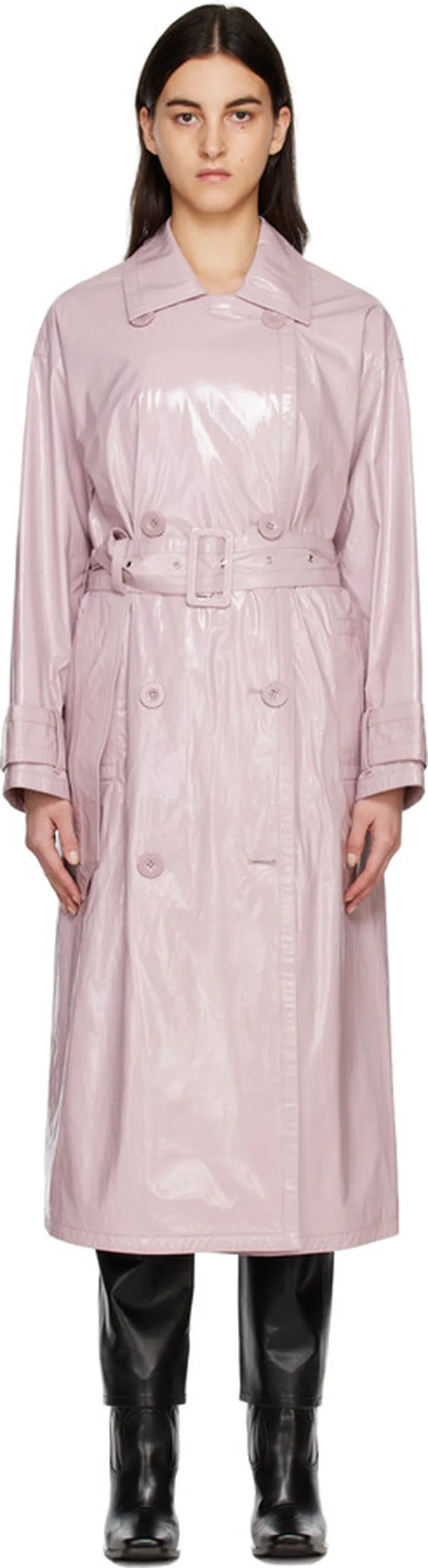 Stand Studio Pink Katharina Faux-Leather Trench Coat