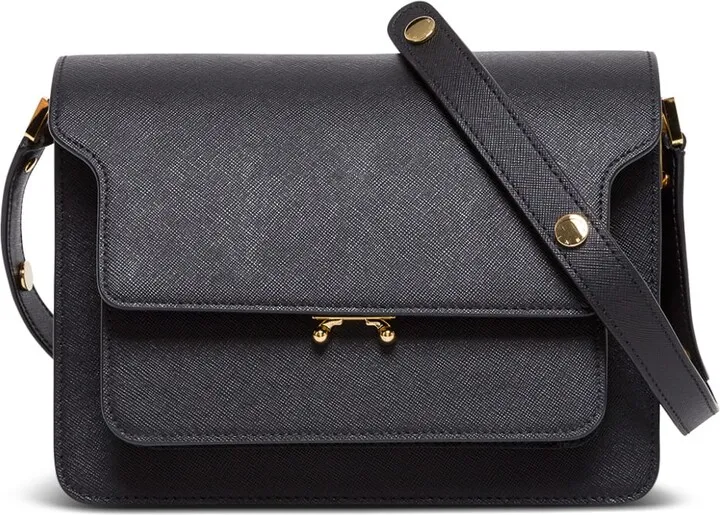 Marni Woman's Black Leather Trunk Crossbody Bag