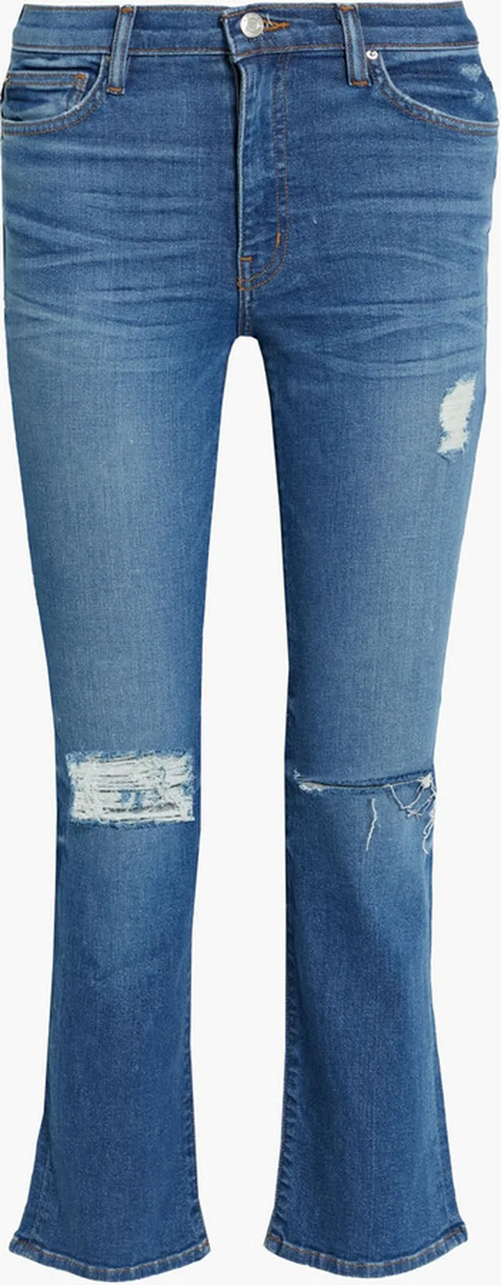 Bonnie distressed mid-rise kick-flare jeans