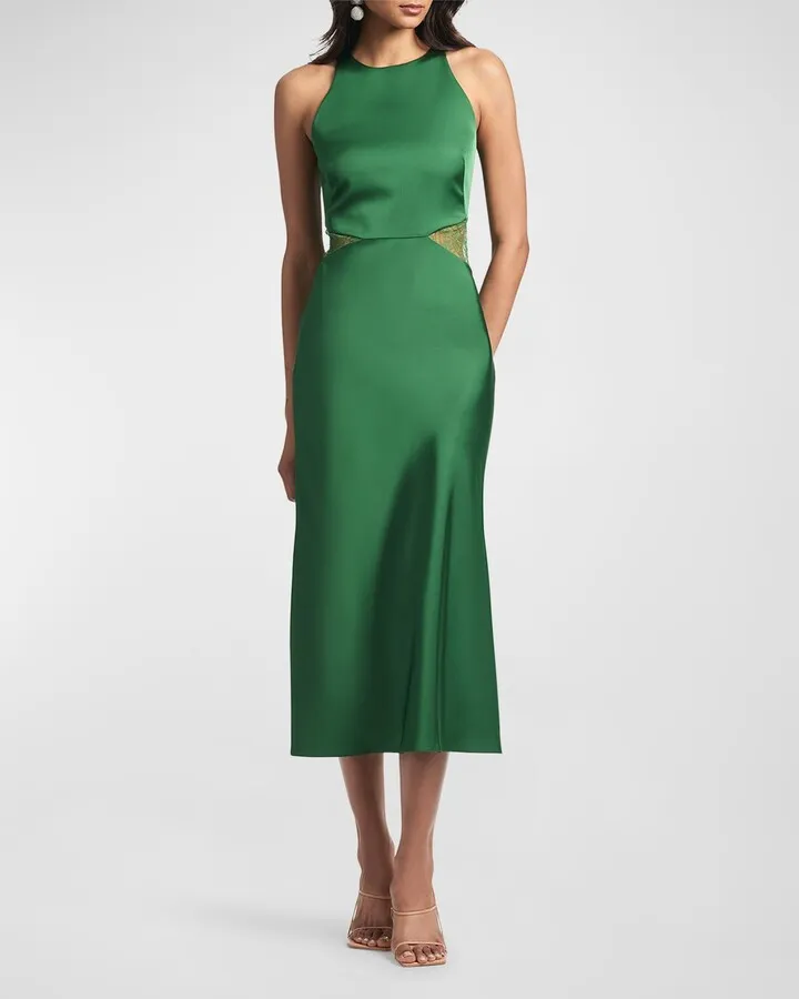 Drew Sleeveless Lace-Inset Midi Dress
