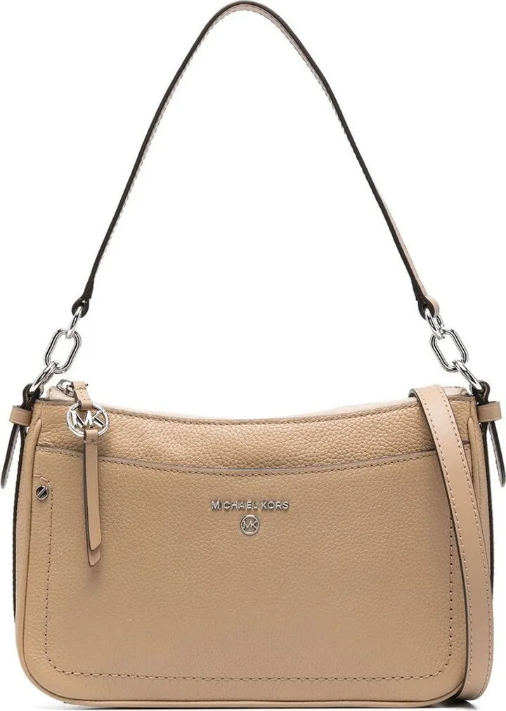 Silver-Tone Logo Plaque Shoulder Bag