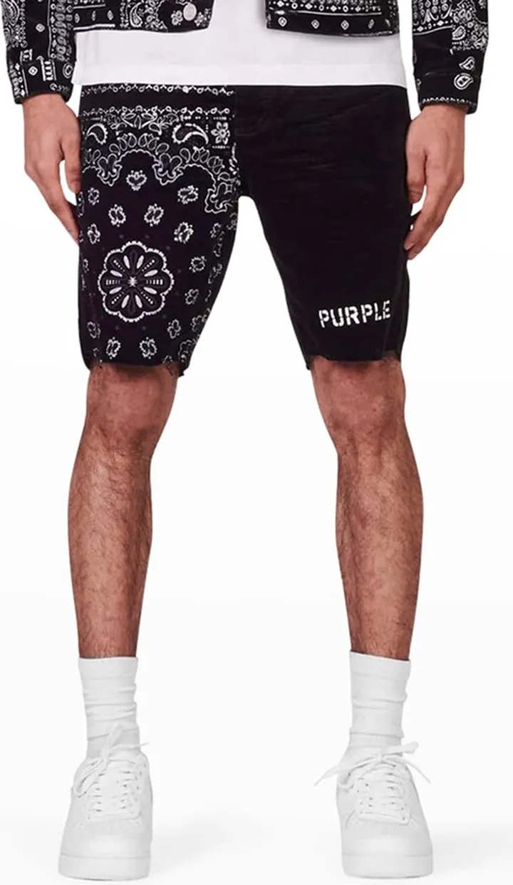 Men's Bandana Cutoff Denim Shorts