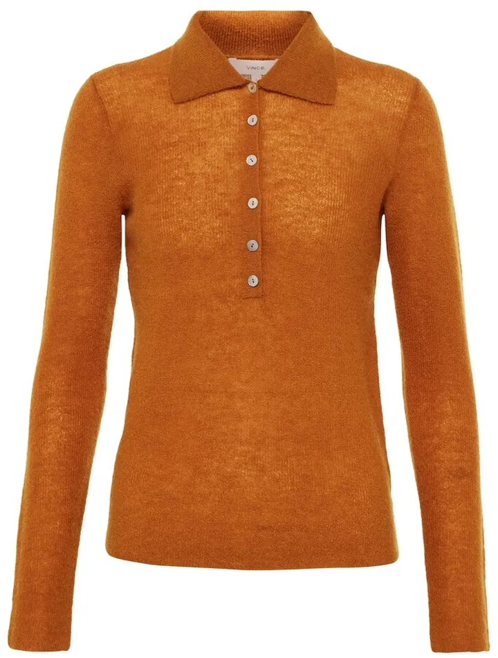Mohair-blend polo top