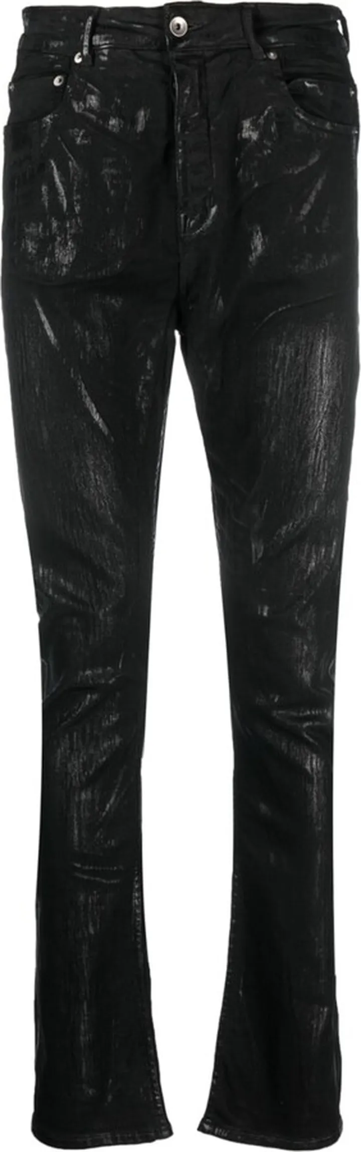 Foiled-Finish Skinny Jeans