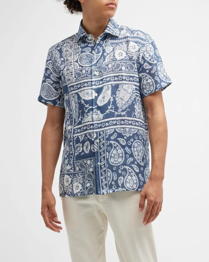 Men's Paisley Linen Sport Shirt