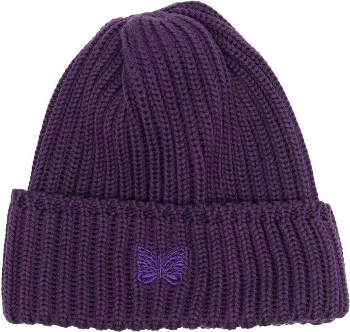 Chunky-Knit Embroidered Beanie