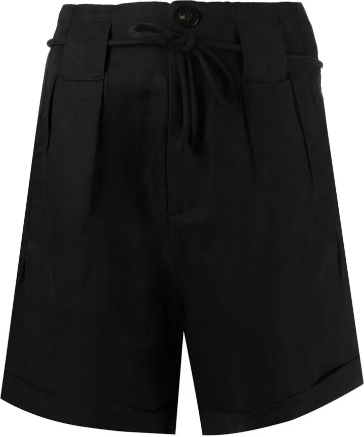 Tied-Waist Pleated Shorts