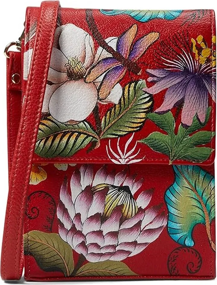 Anuschka Mini Sling Organizer 412 (Crimson Garden) Cross Body Handbags