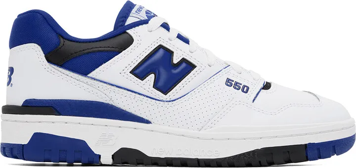 New Balance White & Blue 550 Sneakers