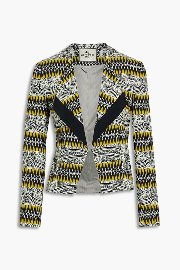 Printed crepe blazer