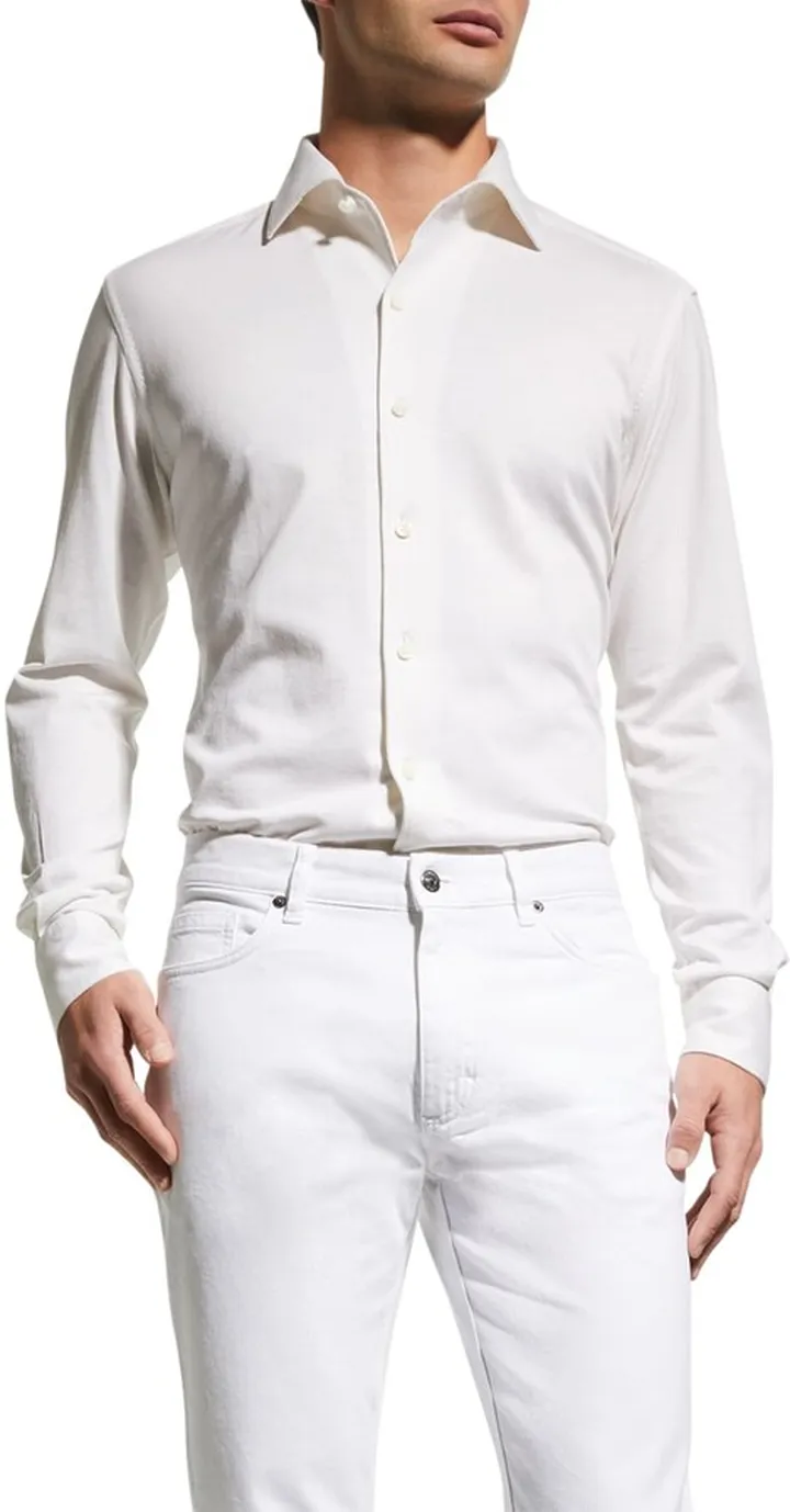 Men's Cotton-Silk Solid Sport Shirt