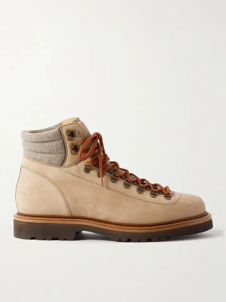Merino Wool-Lined Nubuck Hiking Boots