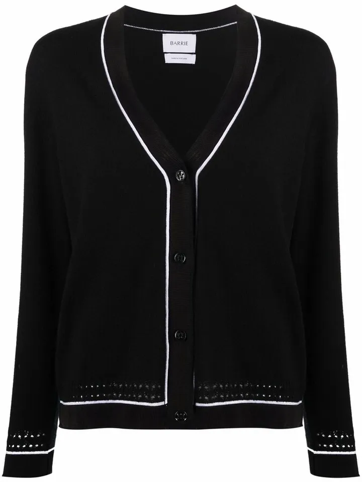 contrast-trimmed V-neck cardigan