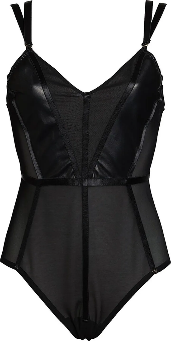 Something Wicked - Mia Leather & Mesh Bodysuit With Open Back
