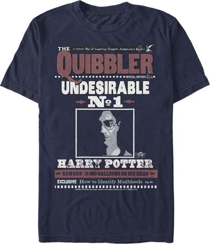 Men's Harry Potter Undesirable No. 1 Quibbler T-Shirt - Navy Blue - Medium