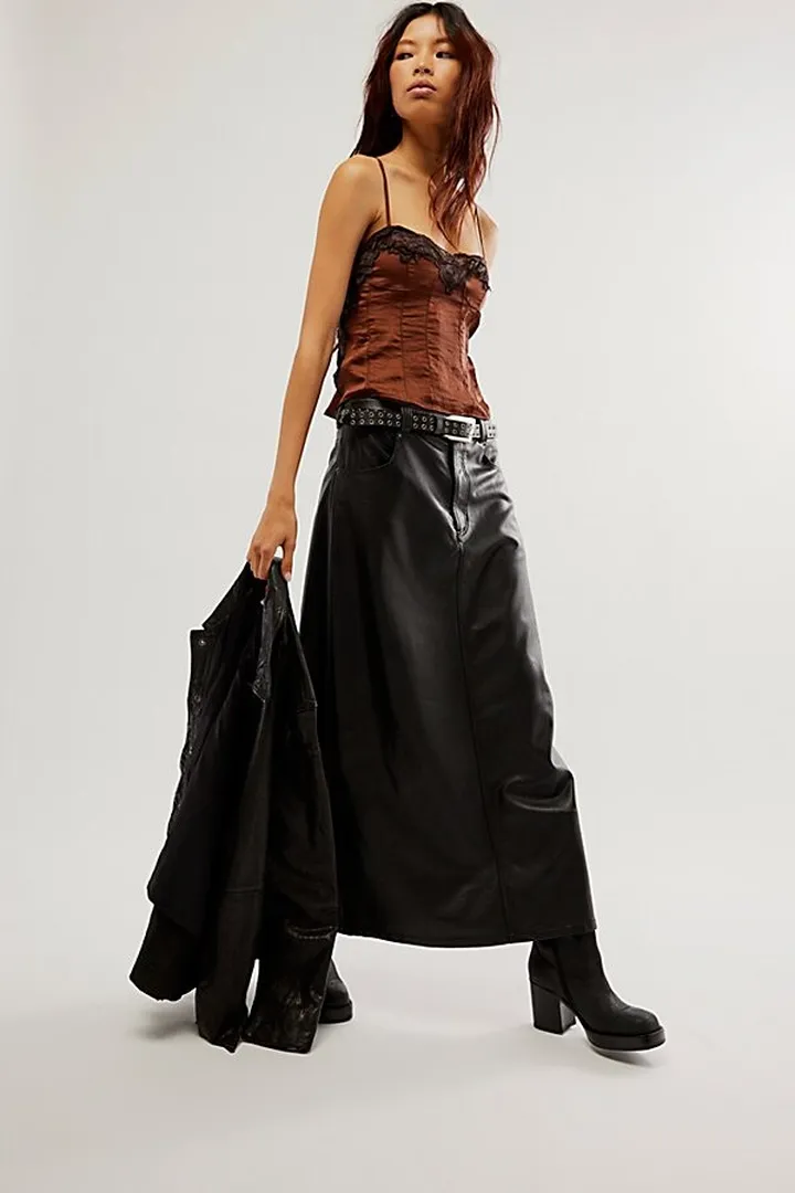 City Slicker Vegan Maxi Skirt by Free People