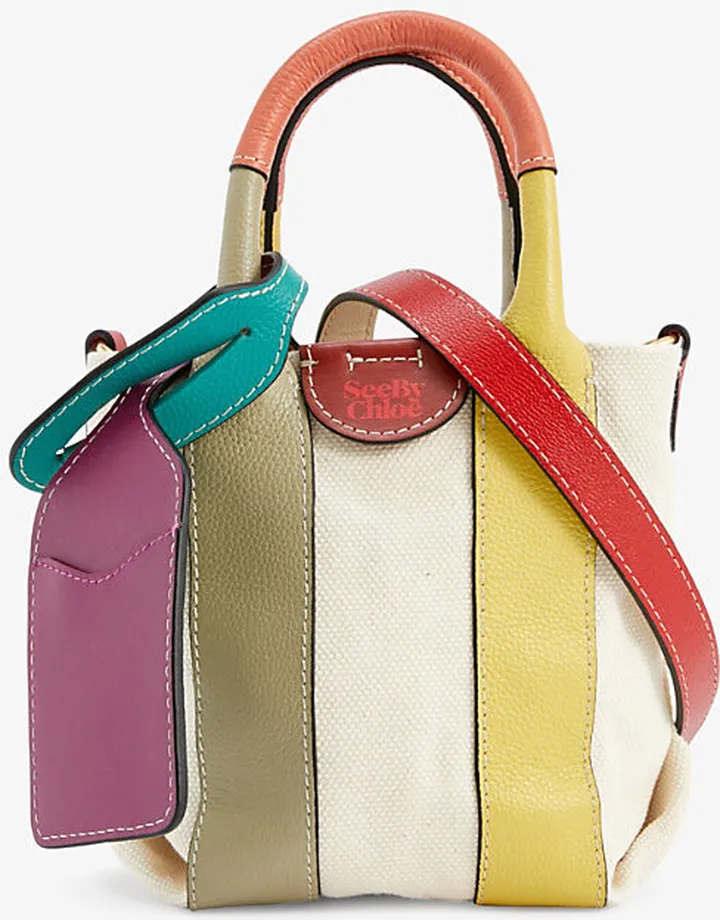 Womens Pottery Green Laetizia Mini Contrast-trim Linen Tote bag
