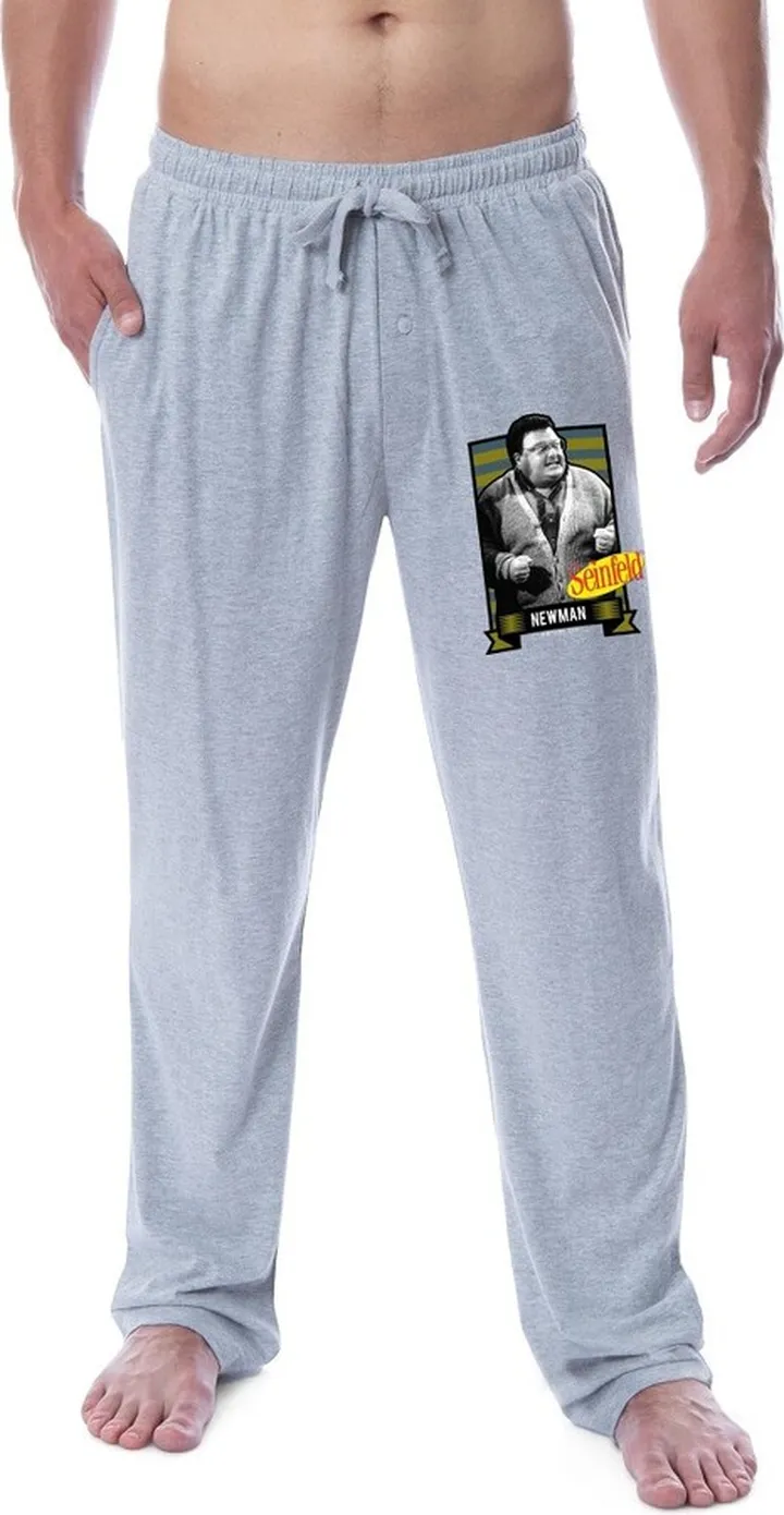 Seinfeld Men's TV Show Newman Character Logo Sleep Pajama Pants (XX-Large) Grey