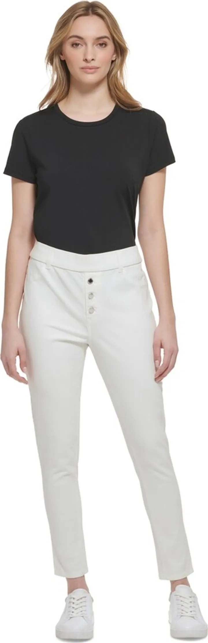 Calvin Klein Women's Pull-On Faux-Button-Fly Skinny Pants