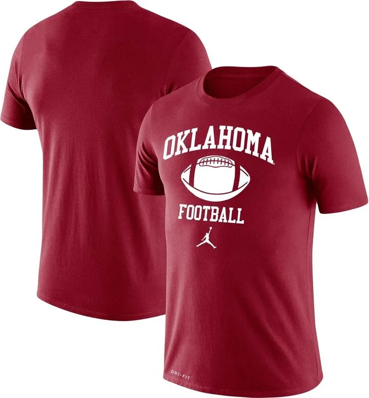Men's Jordan Brand Crimson Oklahoma Sooners Retro Football Lockup Legend Performance T-shirt