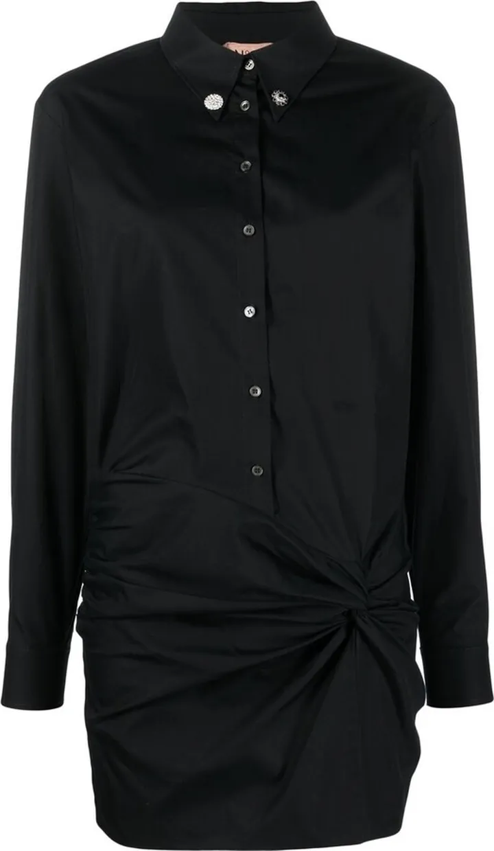 Gathered-Detail Mini Shirt Dress