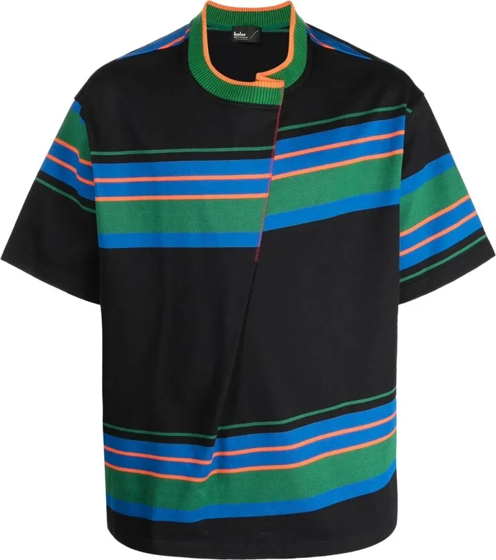asymmetric high-neck T-shirt