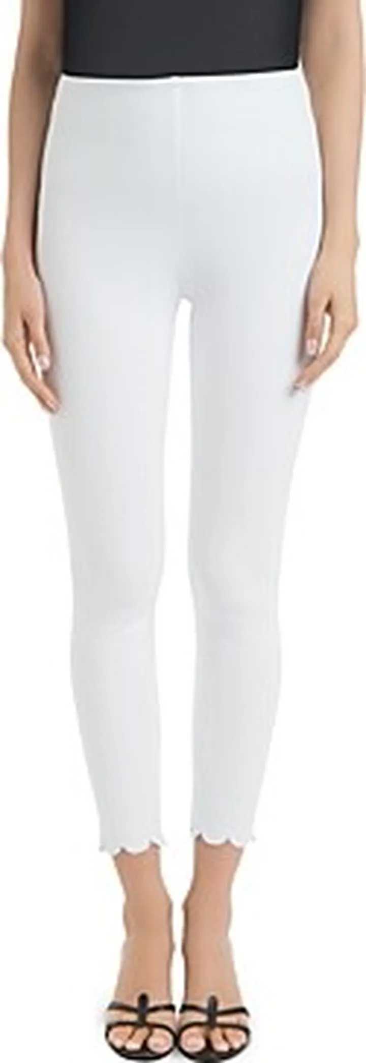 Lysse Denim Scalloped Ankle Leggings in White