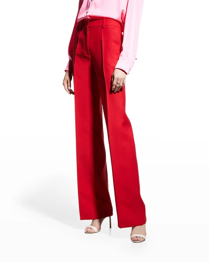 Wide-Leg Crepe Couture Pants