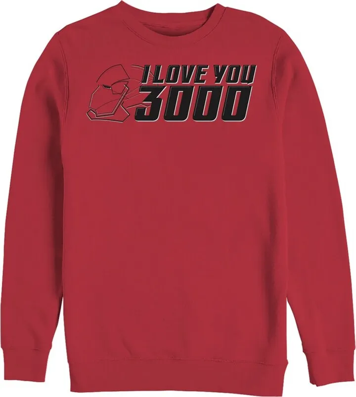 Men's Marvel Love You 3000 Iron Man Helmet Sweatshirt - Red - X Large