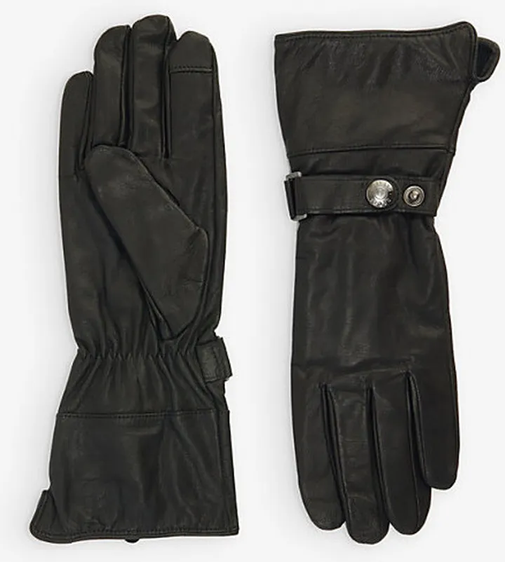Womens Black Ada Touchscreen Leather Gloves