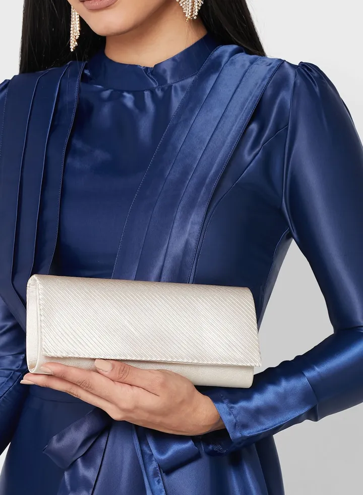 Pleated Satin Evening Clutch Bag