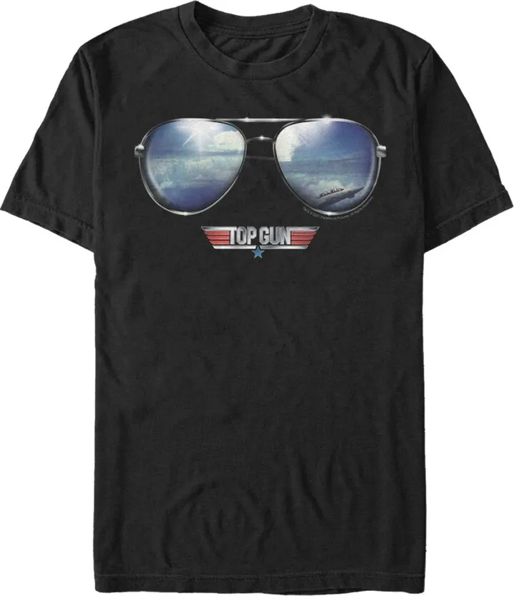 Men's Top Gun Aviator Sunglasses Reflection Logo T-Shirt - Black - Large