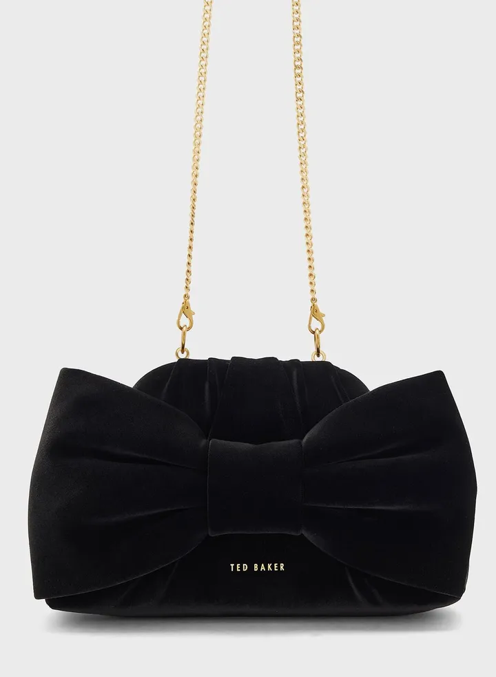 Velvet Bow Clutch Bag