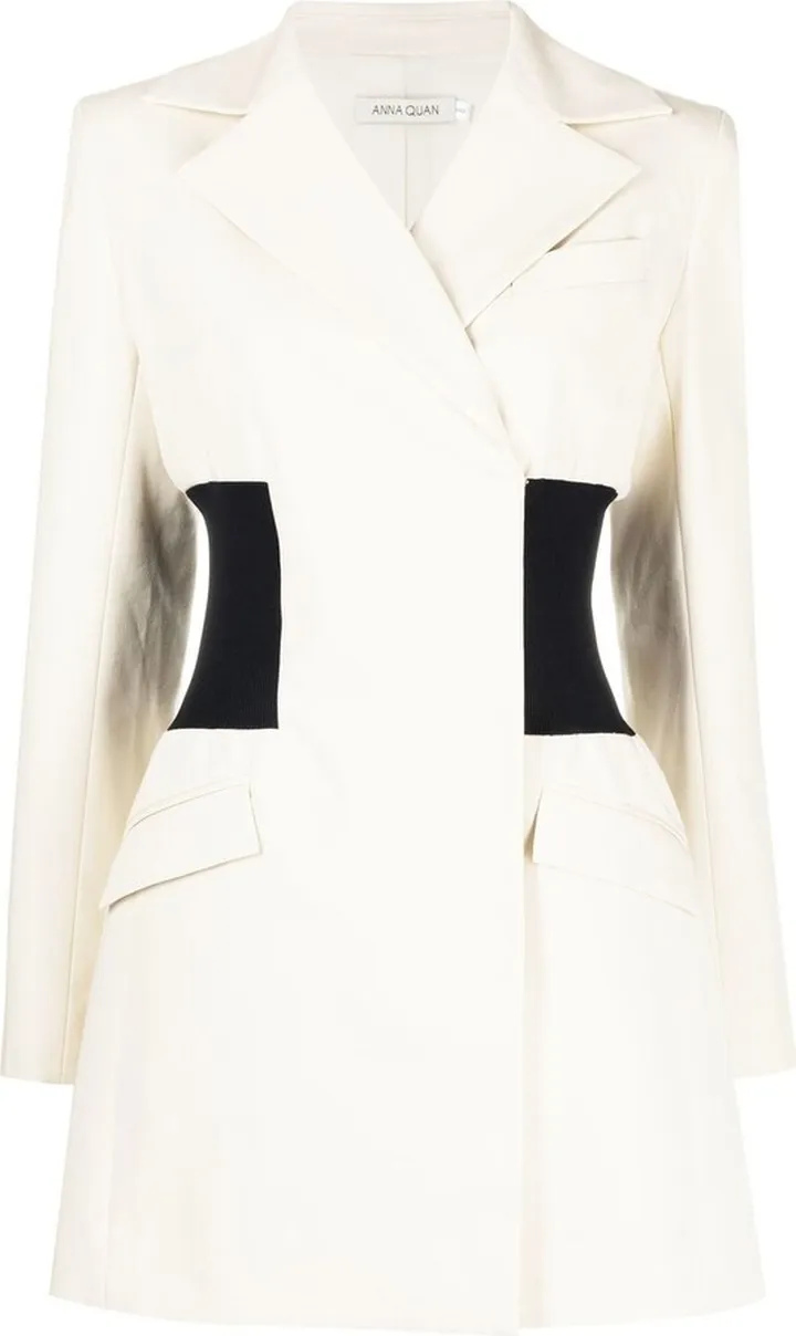 Contrast-Panel Blazer Dress