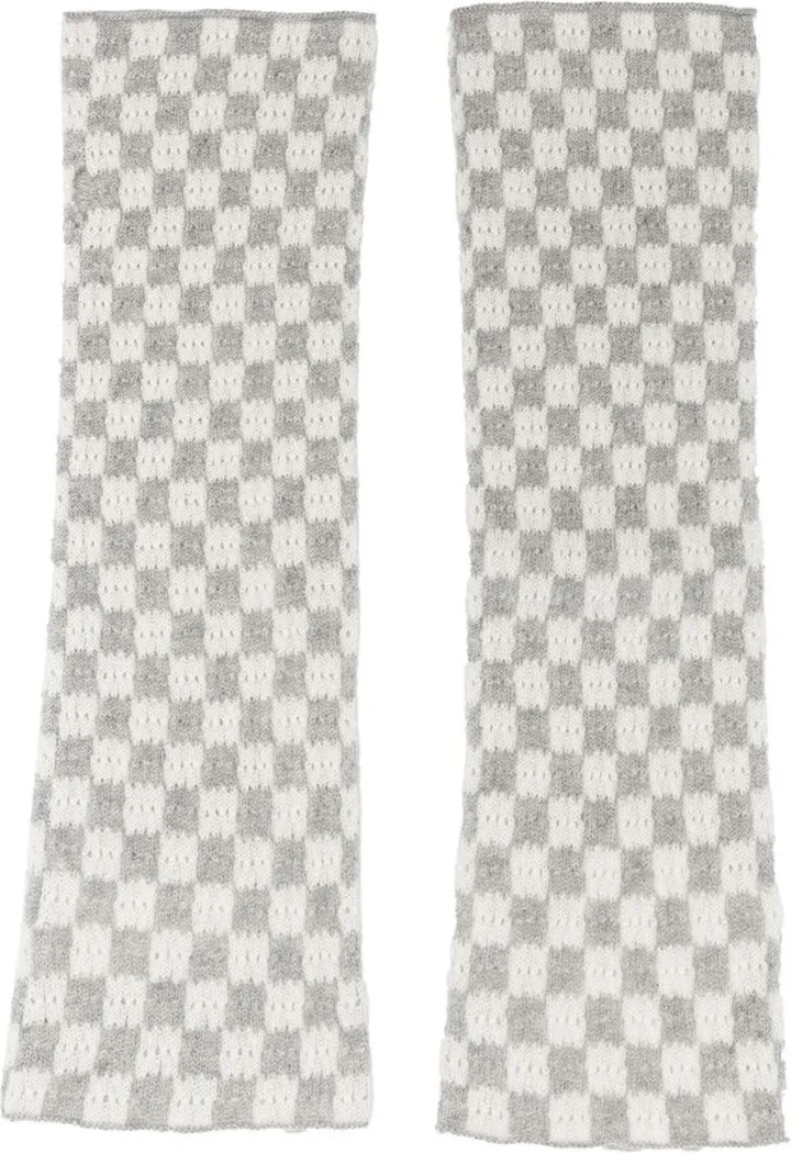 Plaid-Check Knit Arm Warmers