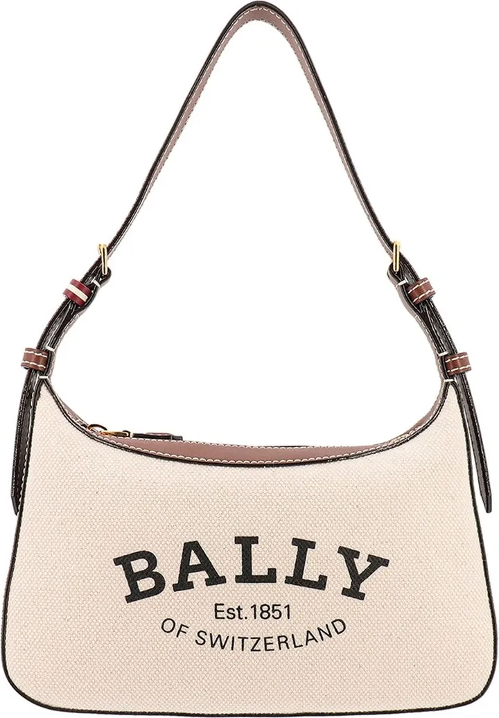 Canvas shoulder bag with frontal logo
