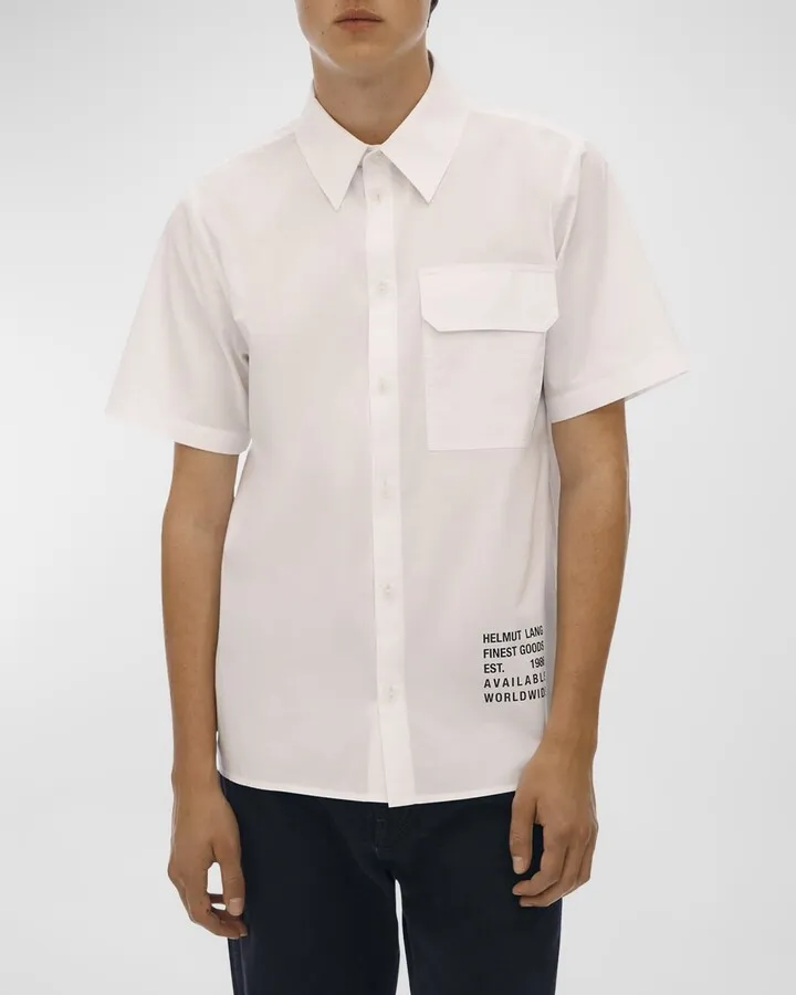 Men's Point-Collar Logo Sport Shirt
