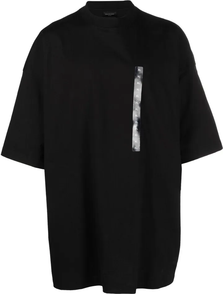 Black Size Sticker Oversized T-Shirt