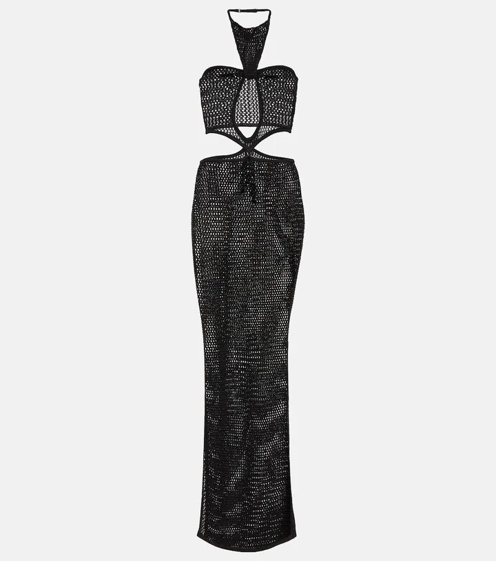 Cutout cotton-blend maxi dress