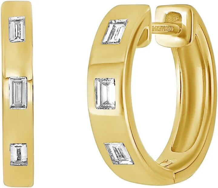 Ofira Baguette Diamond Hoop Earrings