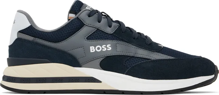 BOSS Navy Lace-Up Sneakers