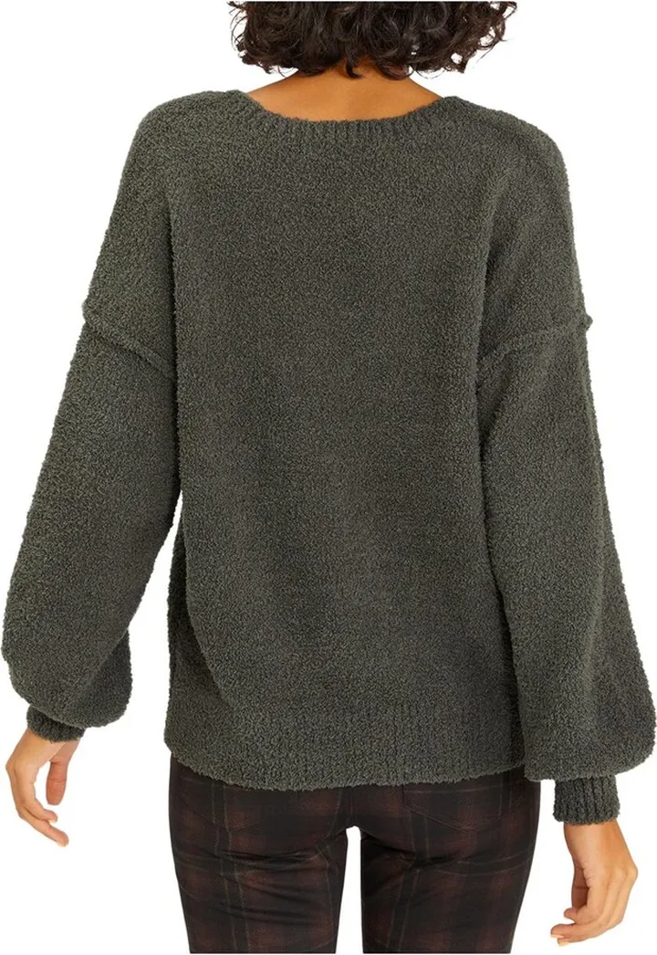 Womens Chenille Pullover V-Neck Sweater