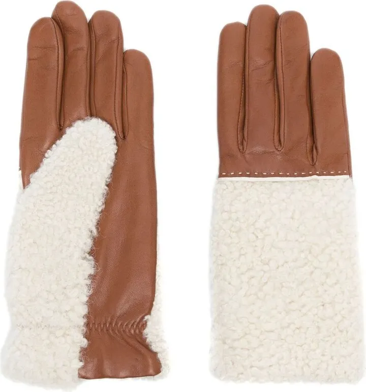 White Zuleica Shearling Trim Gloves