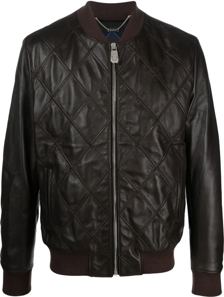 Diamond leather bomber jacket