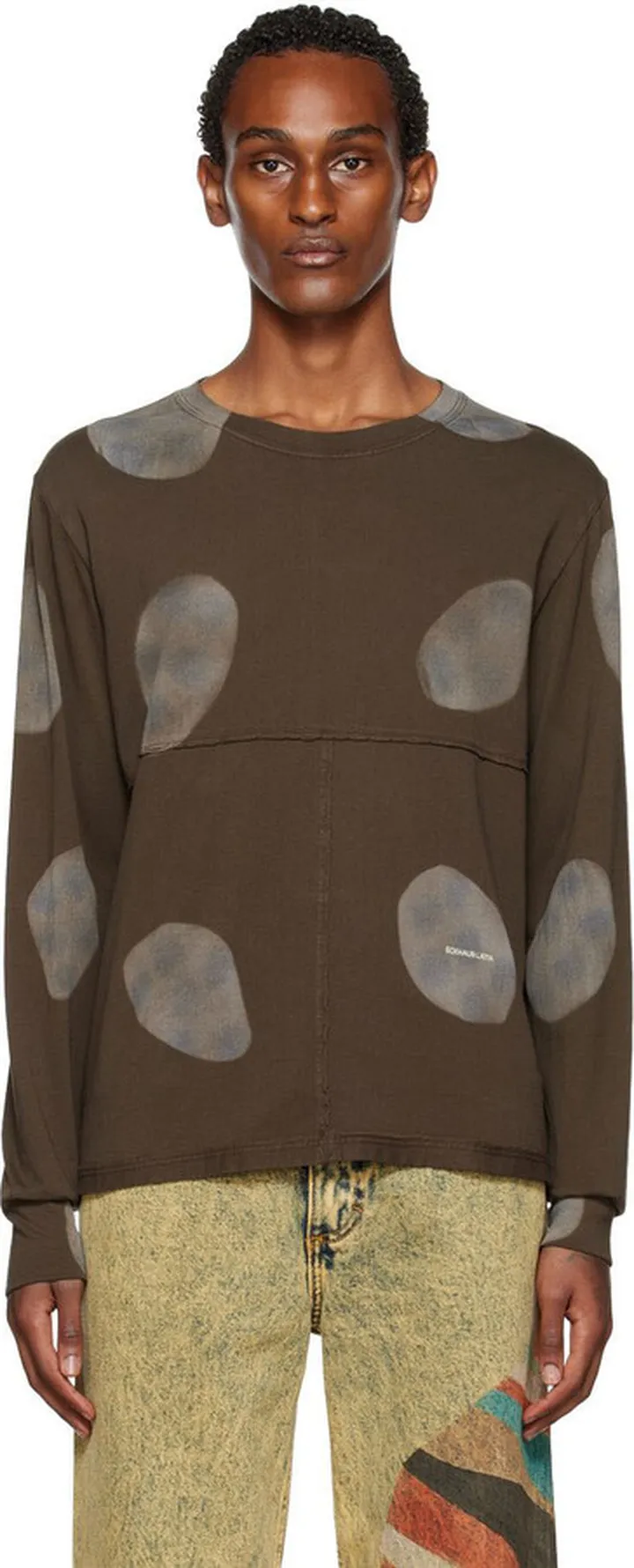 Eckhaus Latta Brown Lapped Long Sleeve T-Shirt