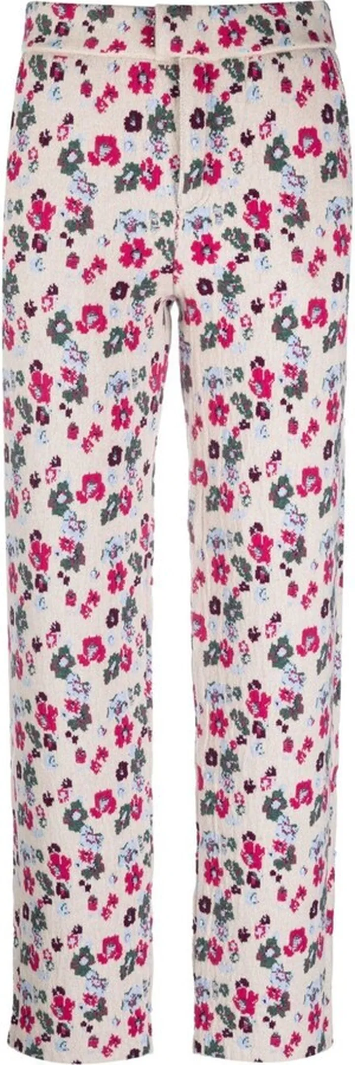 Floral-Jacquard Straight-Leg Trousers