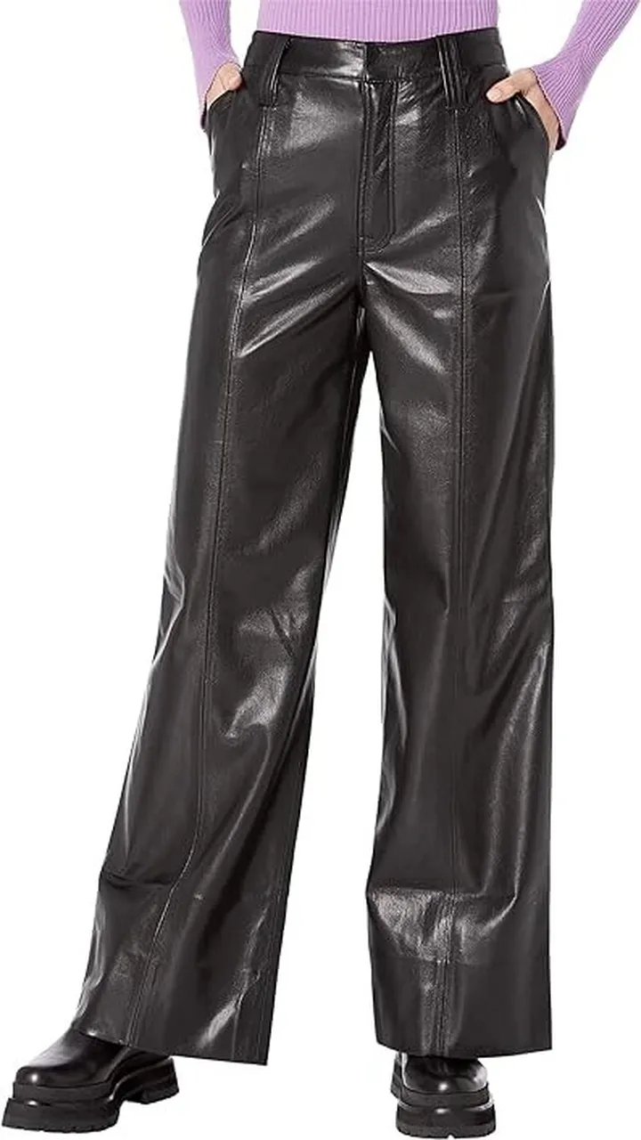 7 For All Mankind Faux Leather Easy Trousers (Jet Set) Women's Casual Pants