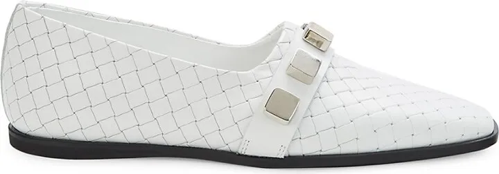 Studded Woven Leather Loafers