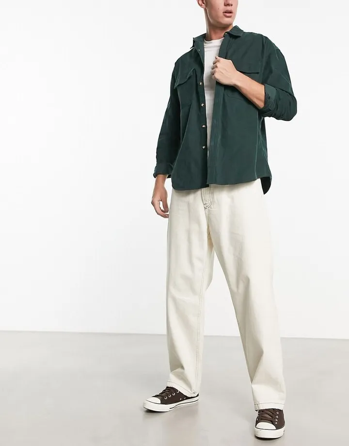 Bershka baggy fit jeans in ecru